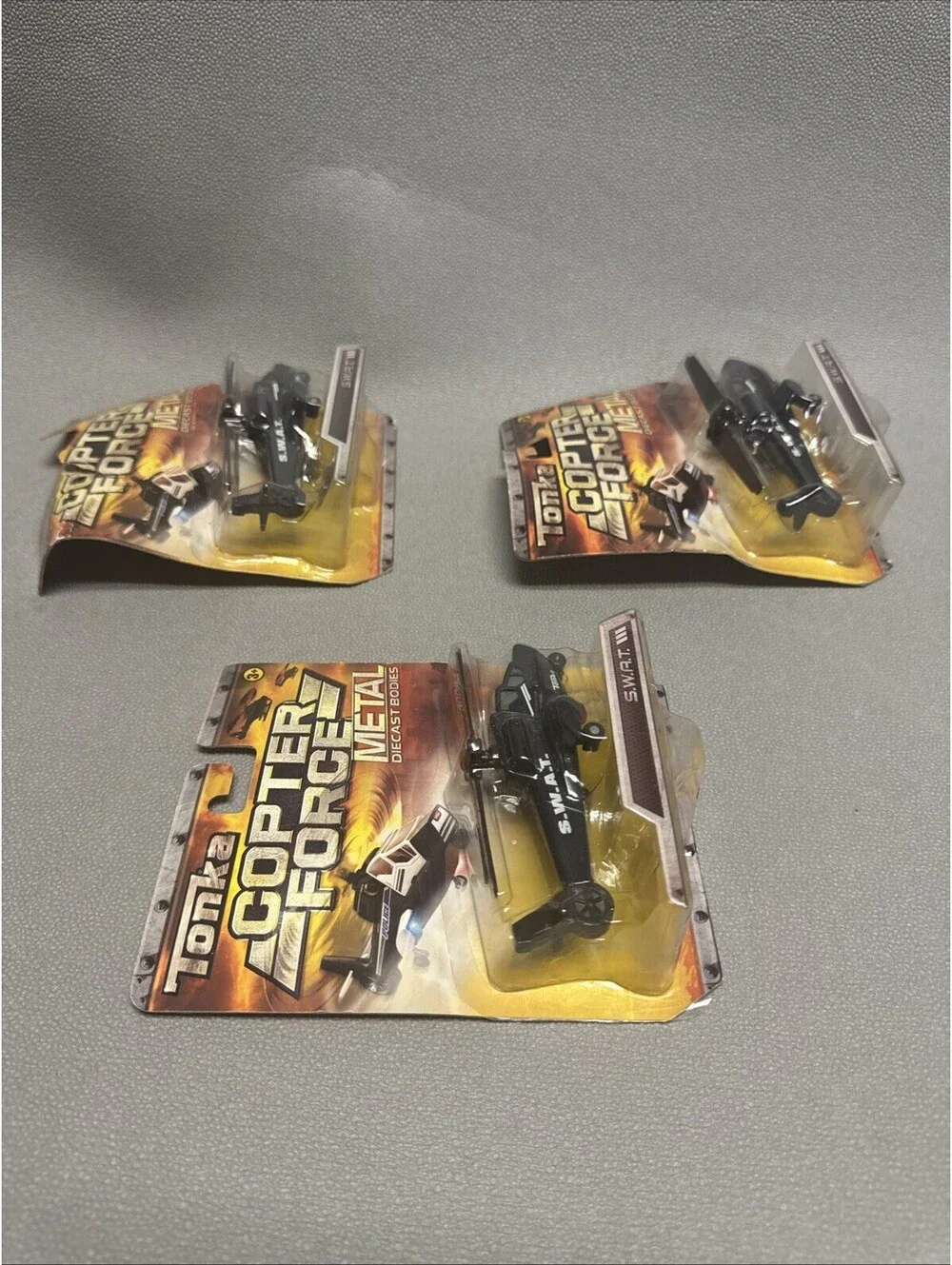 Tonka Metal SWAT Team Helicopter Lot Of 3 Copter Force 1/64 S.W.A.T. Not Mint